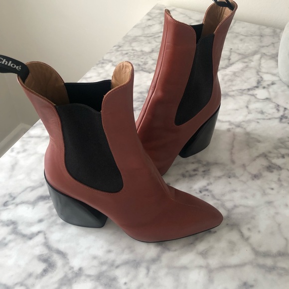 Chloe Wave Brown Heeled Chelsea Bootie - Picture 12 of 13